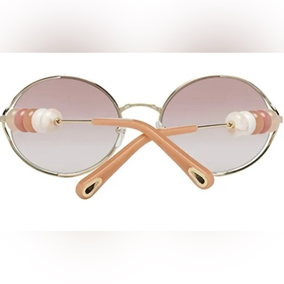 Chloe Bead Embellished Sunglasses 
Round Gold Frame Brow Mocha Mousse
NWT - Picture 5 of 16